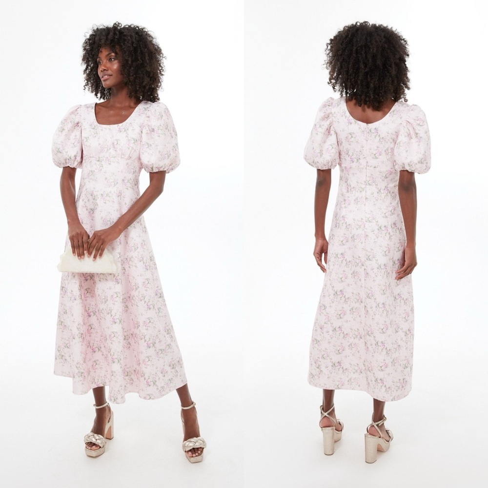 Tuckernuck Pink Floral Puff-Sleeve Maxi Dress